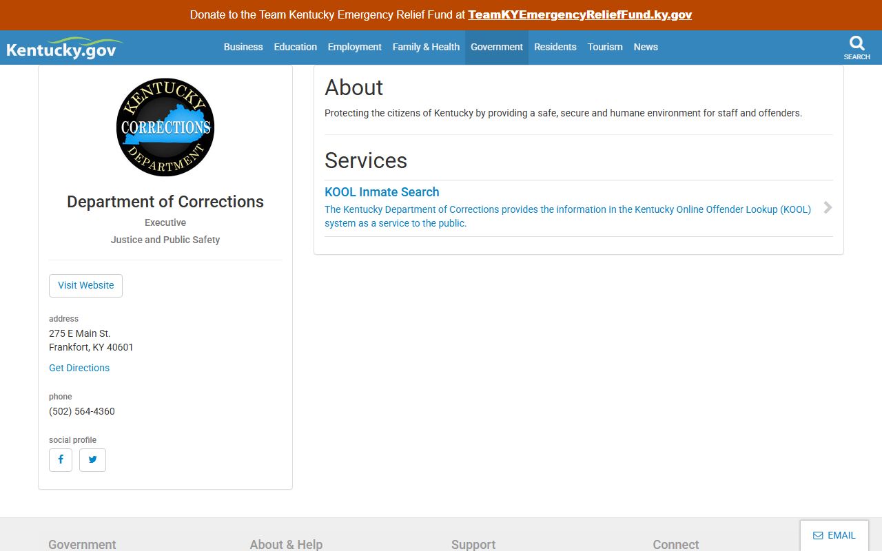 Robertson County Circuit Court Clerk records Kentucky Department of Corrections agency page