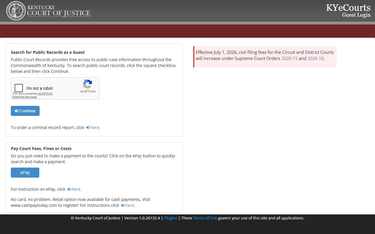 Robertson County court records KYeCourts public records guest login