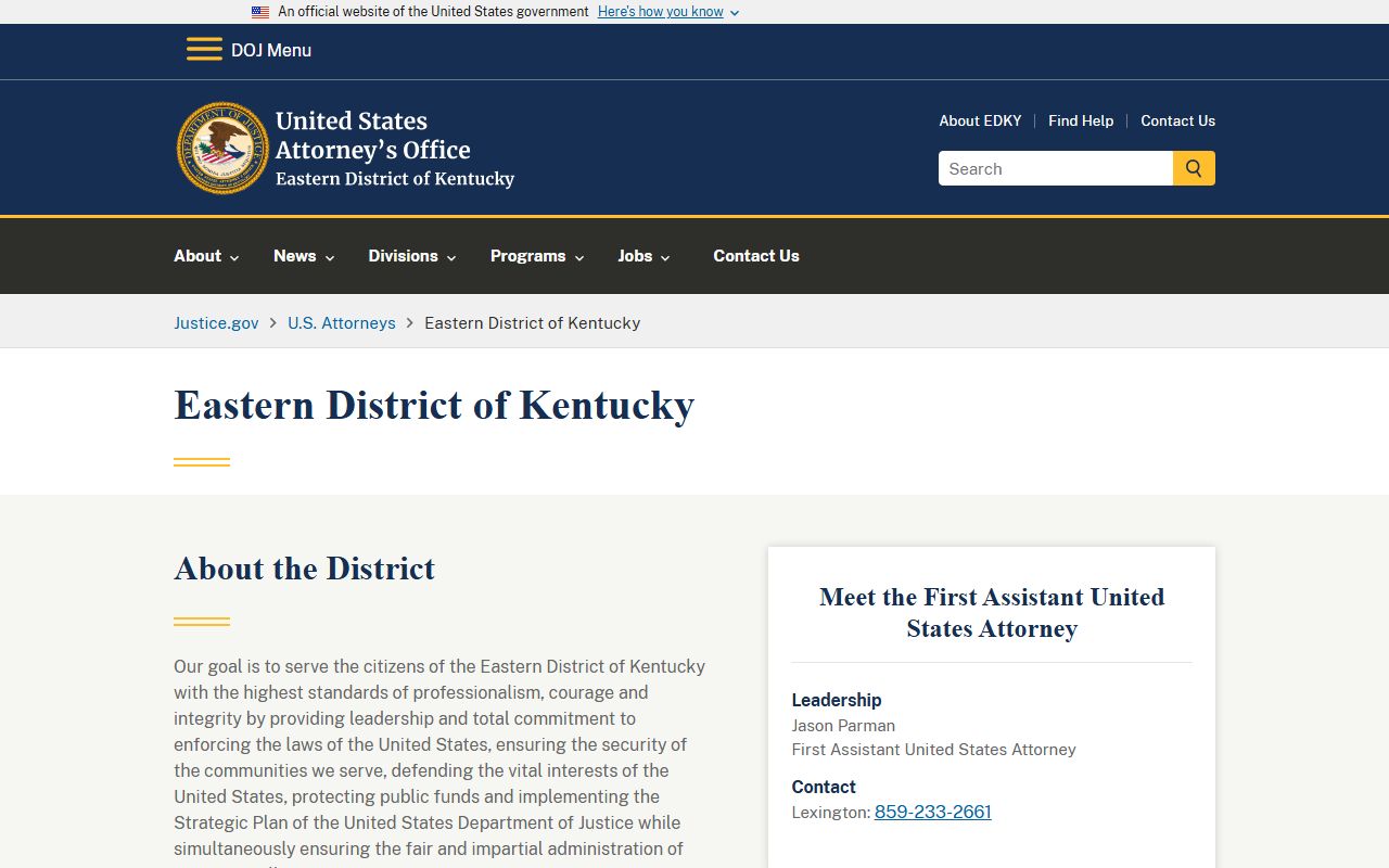 Robertson County criminal court records U.S. Attorney Eastern District of Kentucky