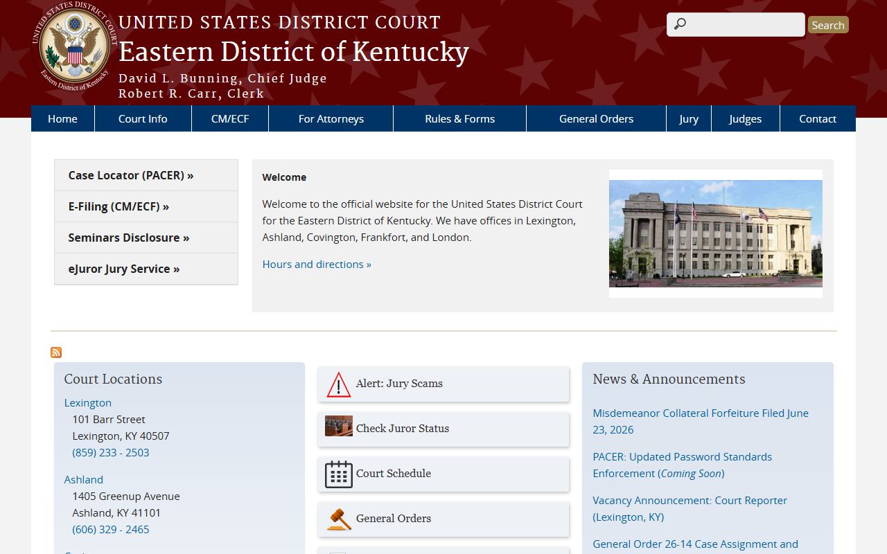Robertson County Circuit Court records Eastern District of Kentucky federal court