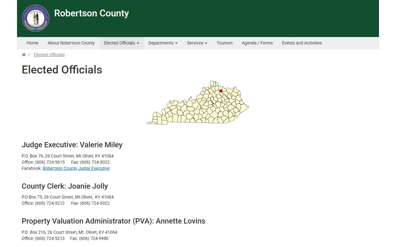 Robertson County court records elected officials page