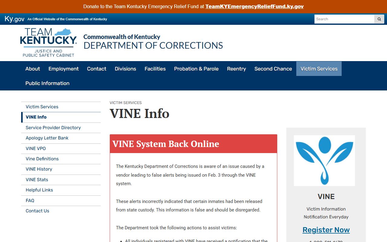 Robertson County inmate search Kentucky Department of Corrections source