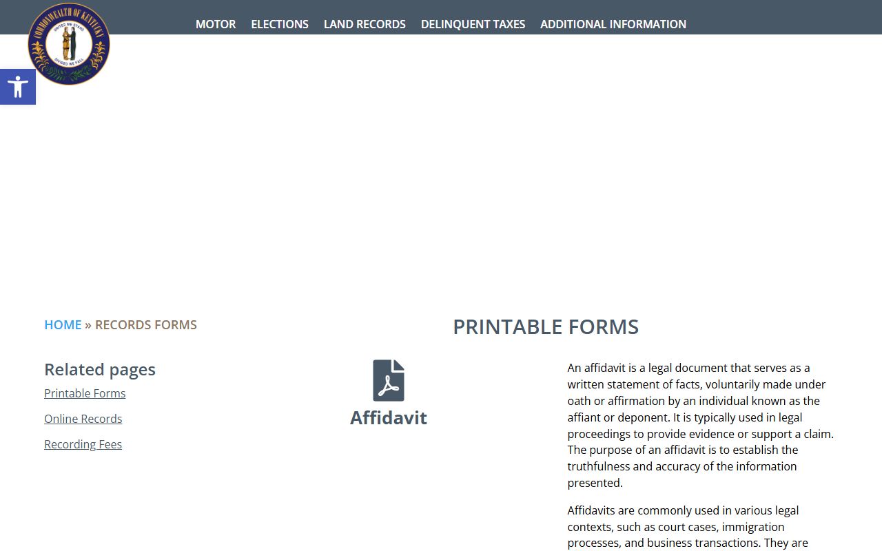Robertson County Clerk records and forms page