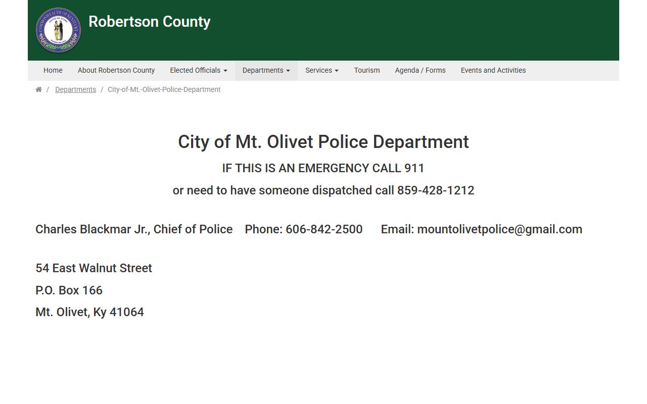 Robertson County warrant search Mt. Olivet Police Department source