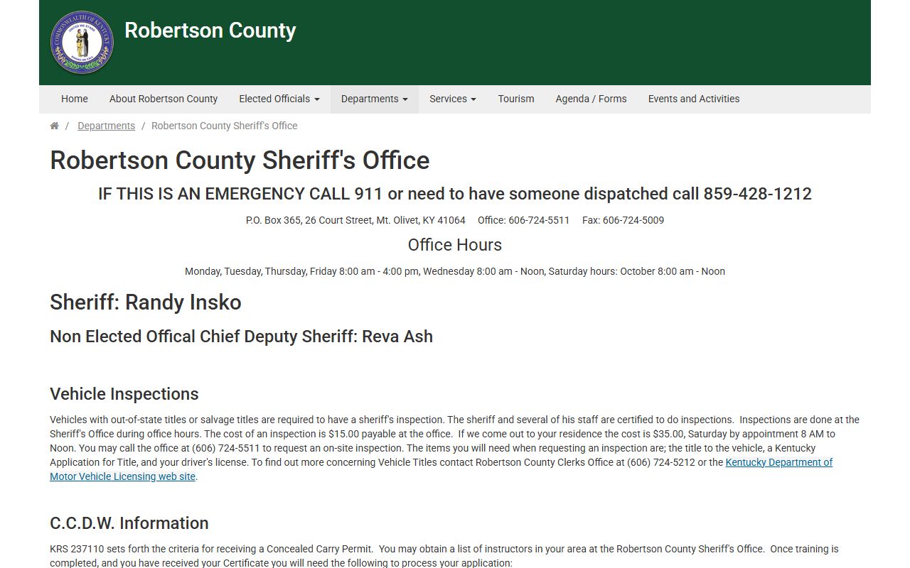 Robertson County warrant search Sheriff's Office contact source